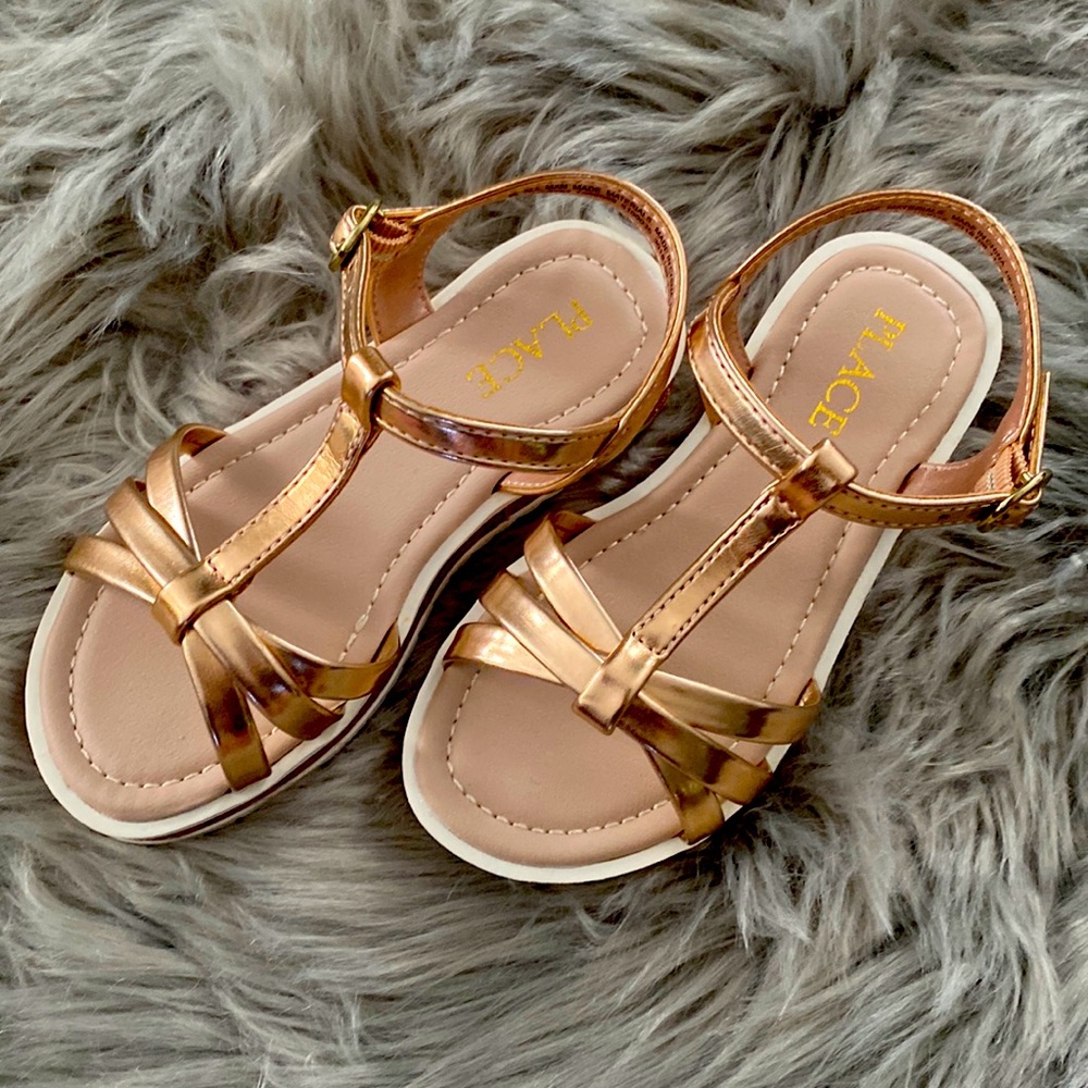 The Children’s Place Rose Gold Strappy Sandals Size 8 Toddler NWOT